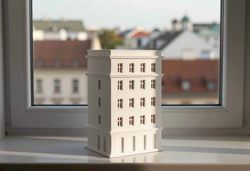 Weißes Modell am Fenster